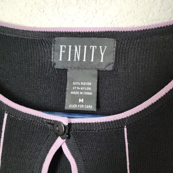 FINITY VINTAGE 90s single button cardigan sweater slinky knit black stripe M