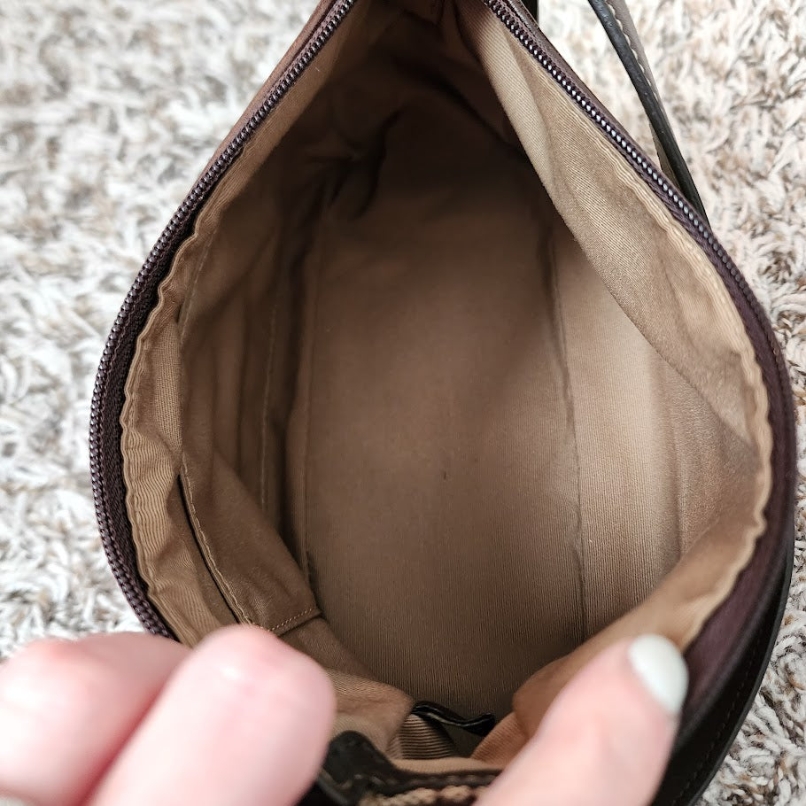 COACH Signature C Pleated Mini Purse Brown Monogram Shoulder Bag Y2K