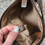 COACH Signature C Pleated Mini Purse Brown Monogram Shoulder Bag Y2K