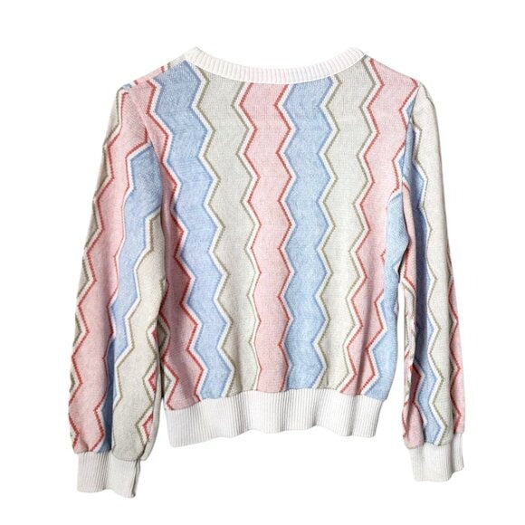 AILEEN VTG Pastel Zigzag Knit Sweater 80s Pastelcore retro knit jumper M