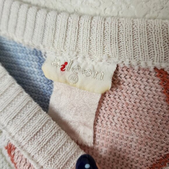 AILEEN VTG Pastel Zigzag Knit Sweater 80s Pastelcore retro knit jumper M