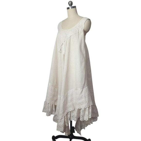JOSEFA 70's Boho Bridal Eyelet Ruffle Folk Style Prairie dress with shawl/cape