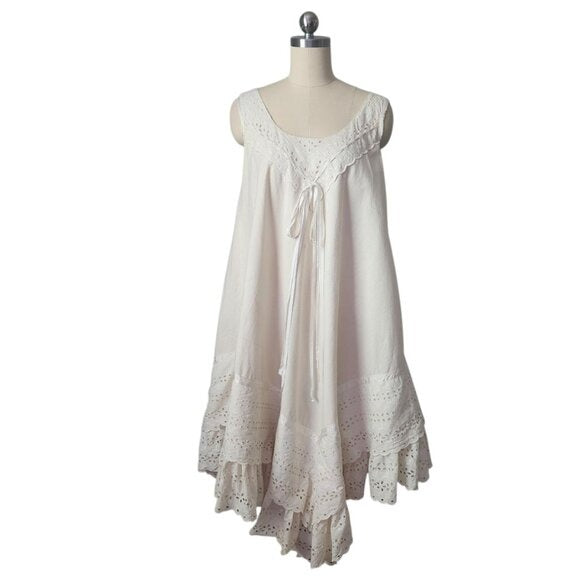 JOSEFA 70's Boho Bridal Eyelet Ruffle Folk Style Prairie dress with shawl/cape