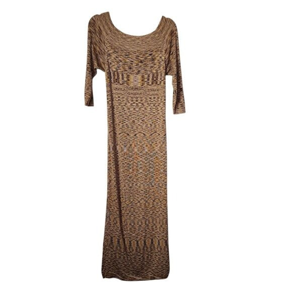 MAG Y2K 100% Silk Chevron Knit Maxi Dress Missoni Style Boho Resortwear Size M