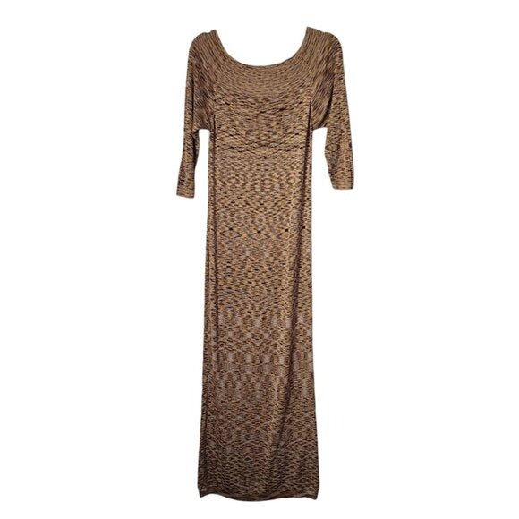 MAG Y2K 100% Silk Chevron Knit Maxi Dress Missoni Style Boho Resortwear Size M