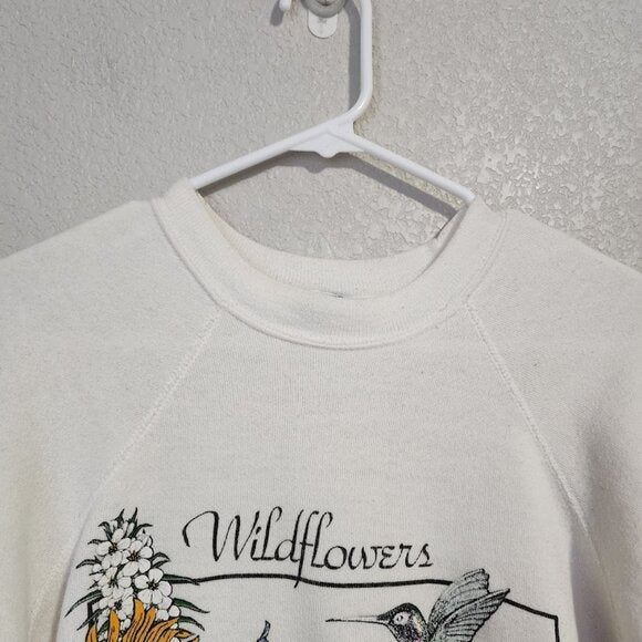VTG 80s TULTEX Colorado Wildflowers Sweatshirt Nature Graphic Hummingbird floral