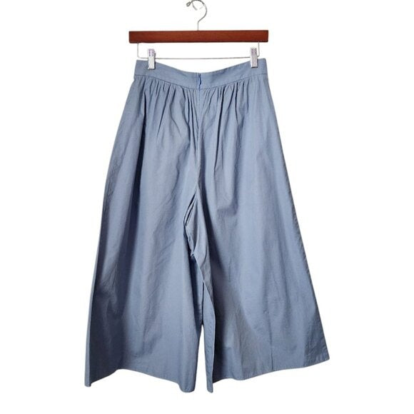 ROUGE VIF wide leg pants pleated pocket dress slack cropped dusty blue 38