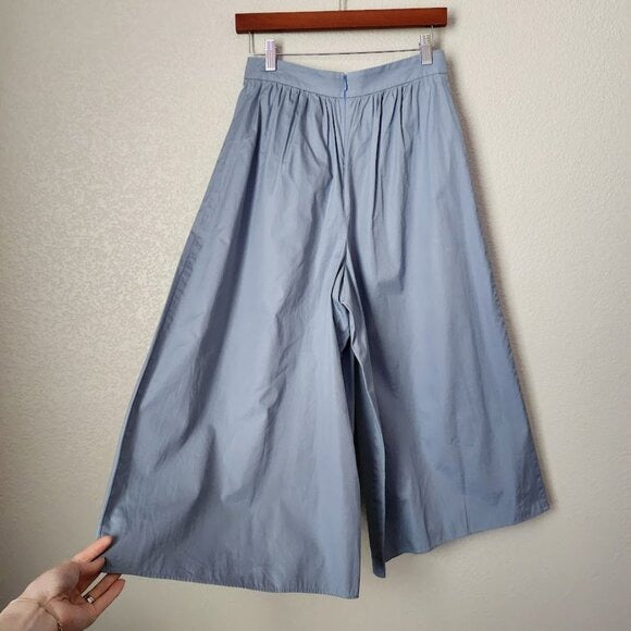 ROUGE VIF wide leg pants pleated pocket dress slack cropped dusty blue 38