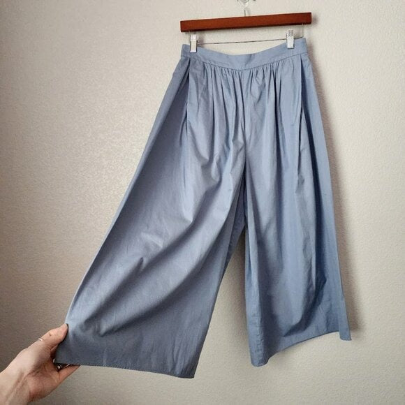 ROUGE VIF wide leg pants pleated pocket dress slack cropped dusty blue 38