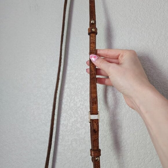 BRAHMIN Marley Crossbody in Pecan Croc Embossed leather mini bag