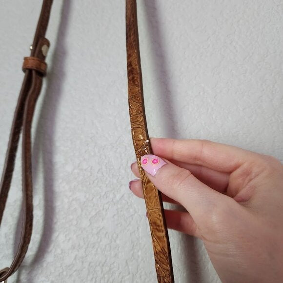 BRAHMIN Marley Crossbody in Pecan Croc Embossed leather mini bag