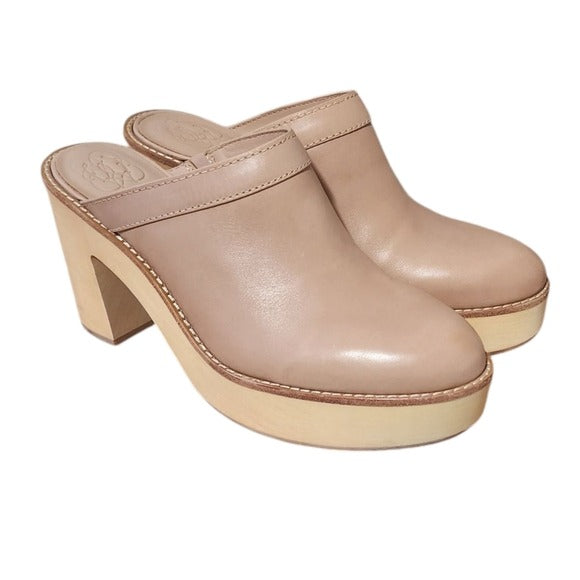 ANTONIO MELANI x KIMBERLY WHITMAN Camellia Leather Wooden Heel clogs 10