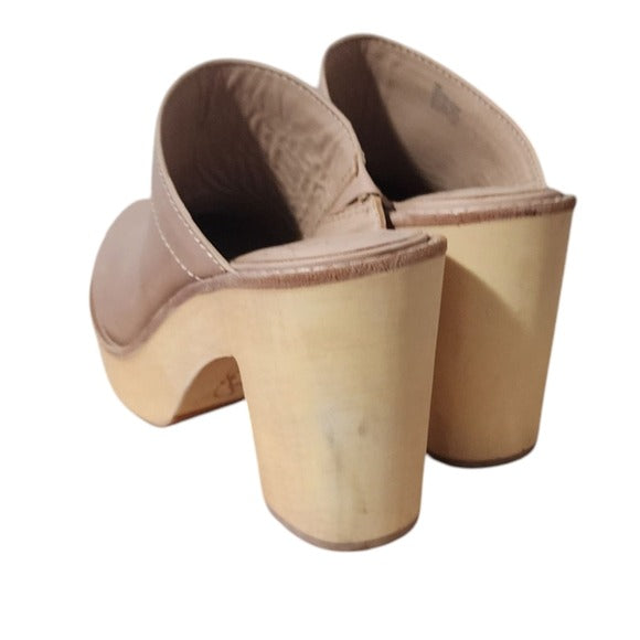 ANTONIO MELANI x KIMBERLY WHITMAN Camellia Leather Wooden Heel clogs 10