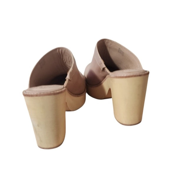 ANTONIO MELANI x KIMBERLY WHITMAN Camellia Leather Wooden Heel clogs 10