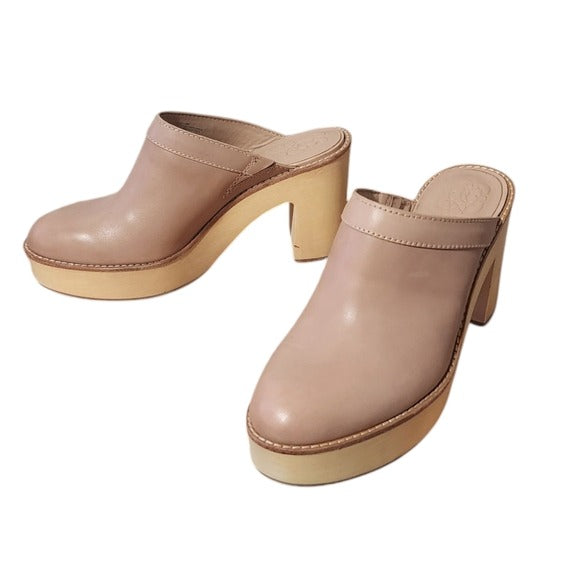 ANTONIO MELANI x KIMBERLY WHITMAN Camellia Leather Wooden Heel clogs 10