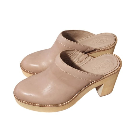 ANTONIO MELANI x KIMBERLY WHITMAN Camellia Leather Wooden Heel clogs 10
