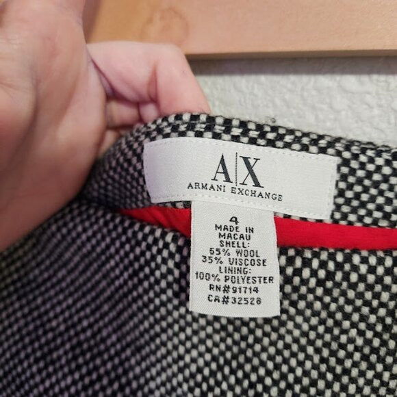 ARMANI EXCHANGE A/X VINTAGE y2k tulip mini skirt black white wool knit size 4