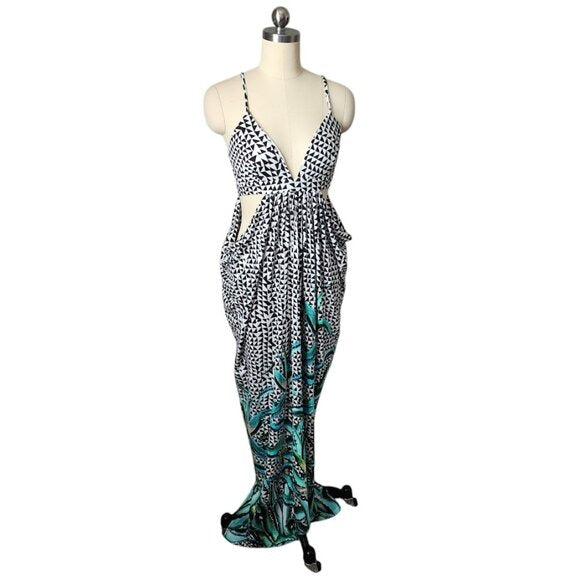 MARA HOFFMAN Aloe Swim Cover Maxi Drape Side Dress size M