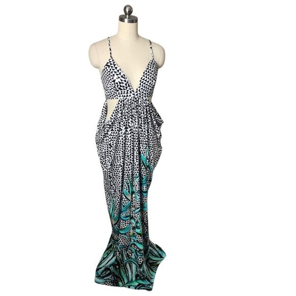 MARA HOFFMAN Aloe Swim Cover Maxi Drape Side Dress size M