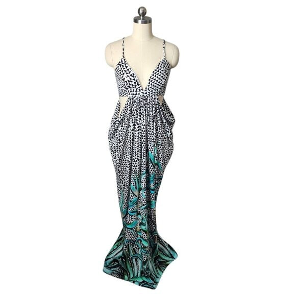 MARA HOFFMAN Aloe Swim Cover Maxi Drape Side Dress size M