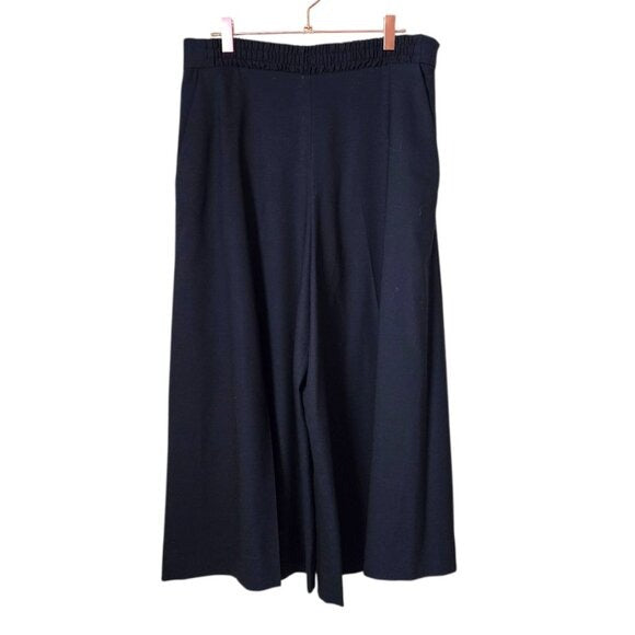 COS Wool High Waisted Wide Leg Trouser pants in dark navy ink size 8
