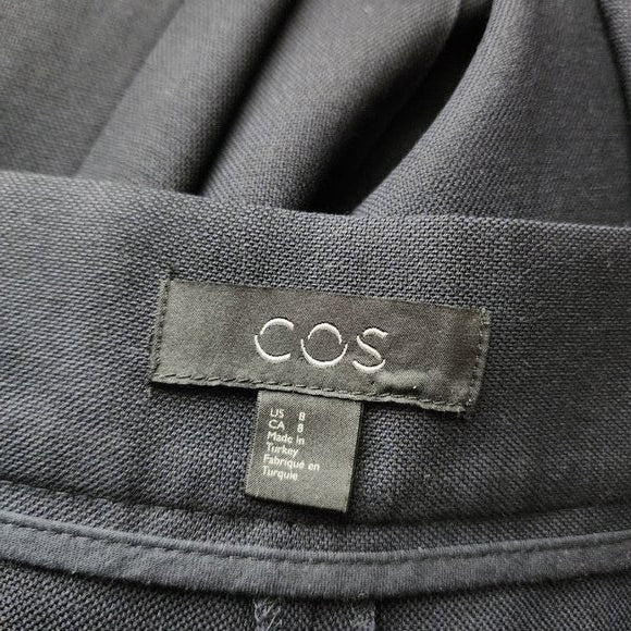 COS Wool High Waisted Wide Leg Trouser pants in dark navy ink size 8