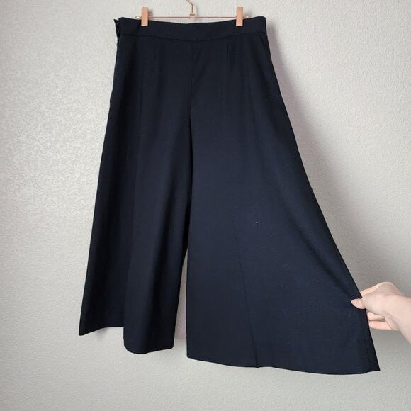 COS Wool High Waisted Wide Leg Trouser pants in dark navy ink size 8
