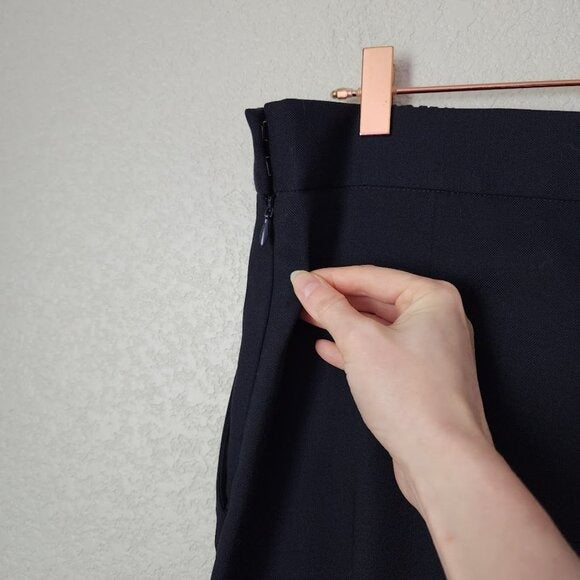 COS Wool High Waisted Wide Leg Trouser pants in dark navy ink size 8