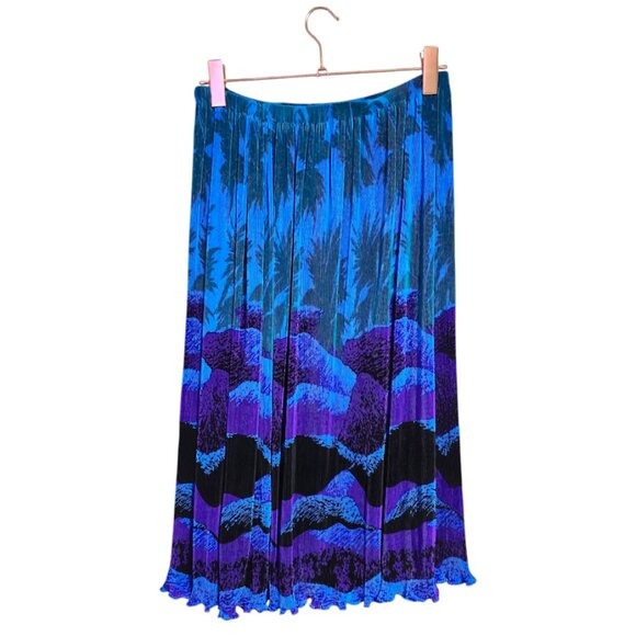 ARCHA PAIRS x VINTAGE 60's Plisse micro pleated skirt blouse set blue purple