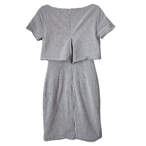 BANANA REPUBLIC Seersucker Layered Dress white grey nautical sailor preppy 0