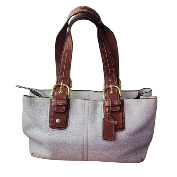 COACH Soho White Brown Leather Tote Bag