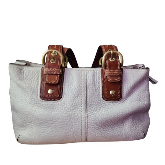 COACH Soho White Brown Leather Tote Bag