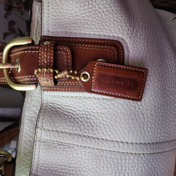 COACH Soho White Brown Leather Tote Bag