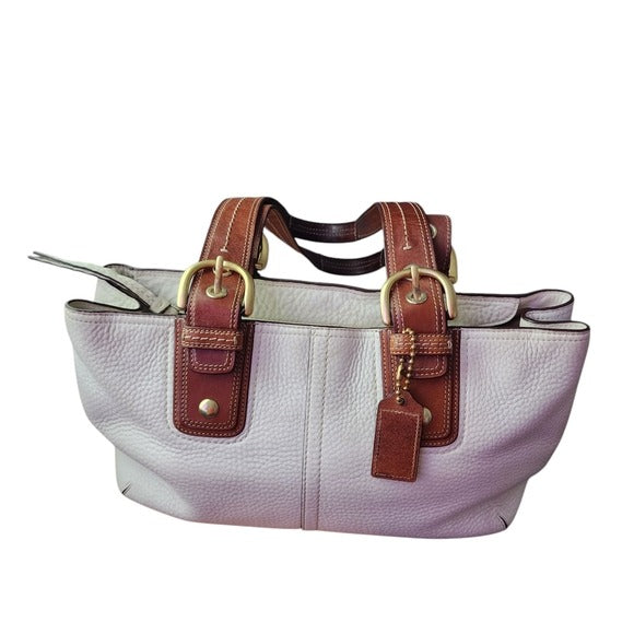 COACH Soho White Brown Leather Tote Bag