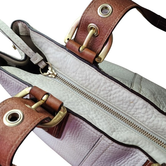 COACH Soho White Brown Leather Tote Bag