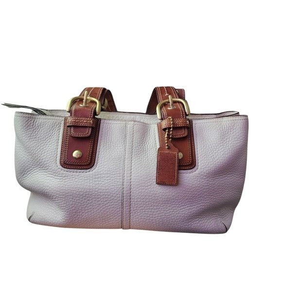 COACH Soho White Brown Leather Tote Bag