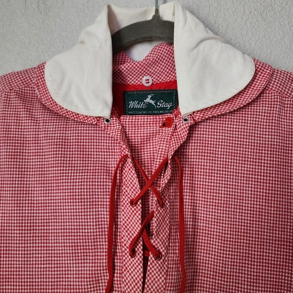 WHITE STAG x VINTAGE 1950's gingham Red White nylon lined top double collar