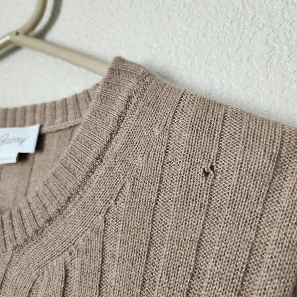 BRIONI 100% Cashmere Ribbed Knit Fashion Jumper crewneck sweater oat 56
