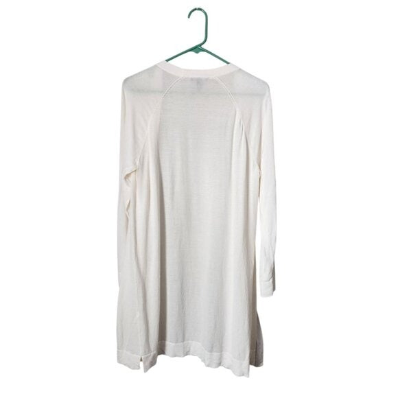 EILEEN FISHER Open Front Lightweight Cardigan Sweater Summer Knit White Size M