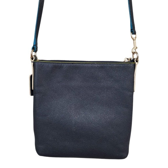 COACH Kitt Crossbody Bag in Navy tri color trim Crossgrain leather