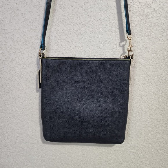 COACH Kitt Crossbody Bag in Navy tri color trim Crossgrain leather