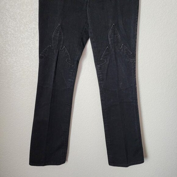 CHROME HEARTS Y2K Fleur De Knee Black Flare Jeans Vintage Denim Size 27