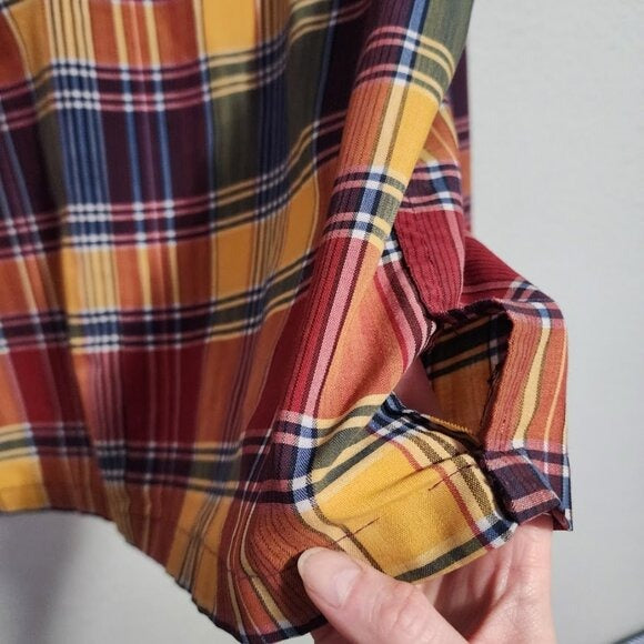 FLORENCE WALSH VINTAGE 60's plaid hoodie shirt long sleeve