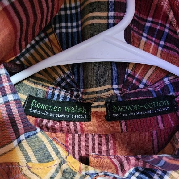 FLORENCE WALSH VINTAGE 60's plaid hoodie shirt long sleeve