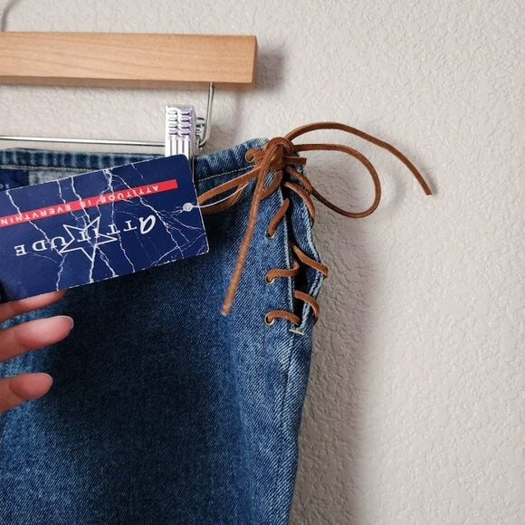 ATTITUDE vintage 90's lace up detail capri jeans NEW WITH TAGS 9/10