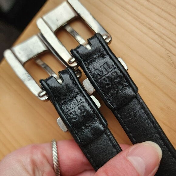 BRIGHTON VINTAGE lot of 2 seed bead belts in black size s/m 32