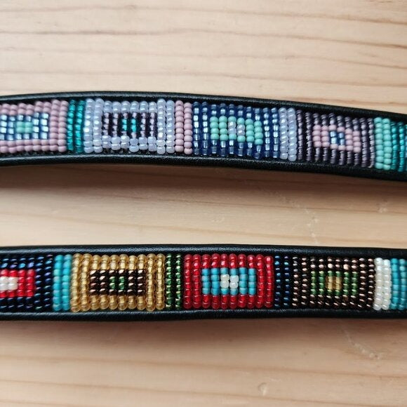 BRIGHTON VINTAGE lot of 2 seed bead belts in black size s/m 32