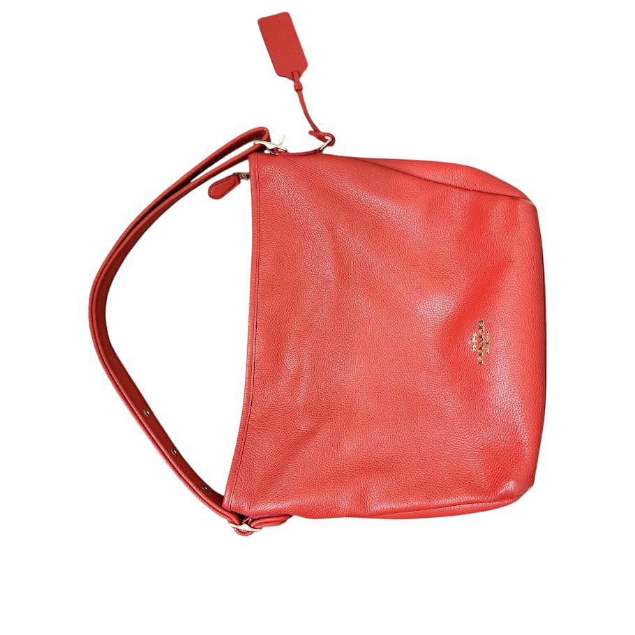 COACH Dufflette Leather Hobo Shoulder Bag Red Slouchy Large Tote