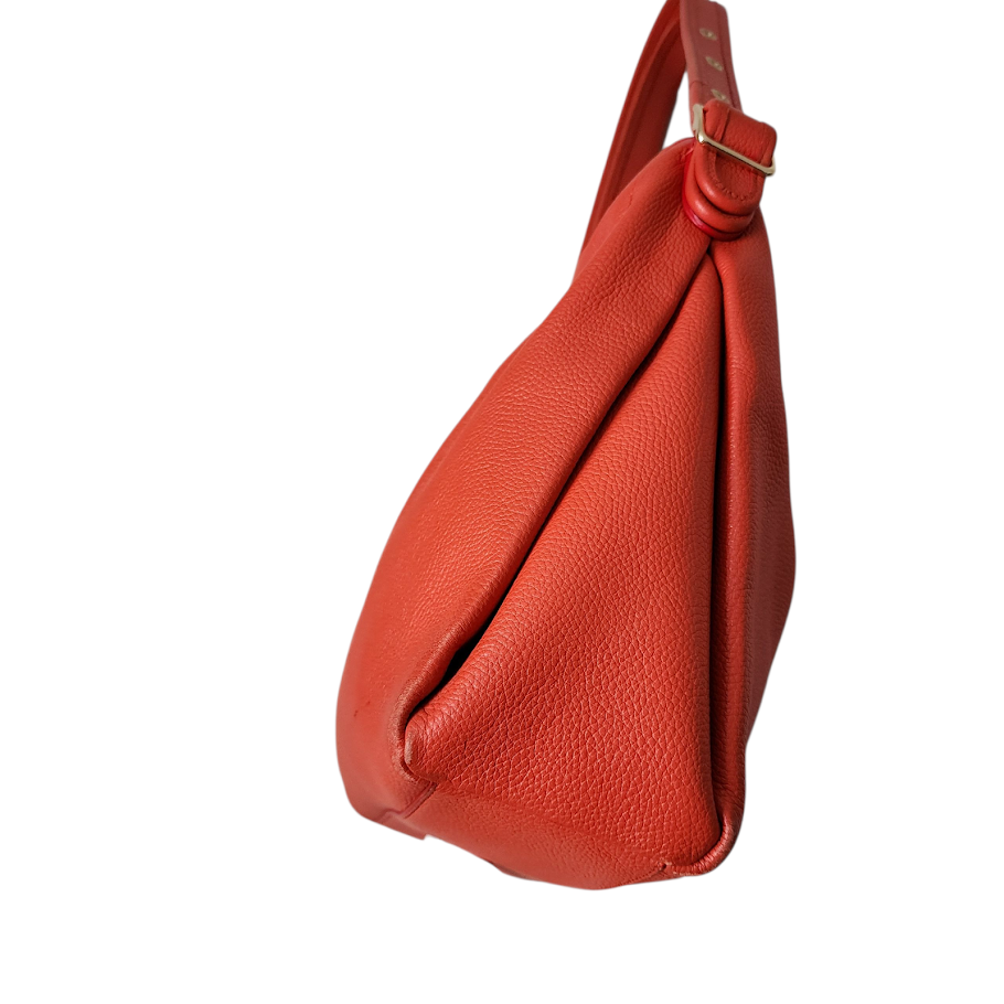 COACH Dufflette Leather Hobo Shoulder Bag Red Slouchy Large Tote