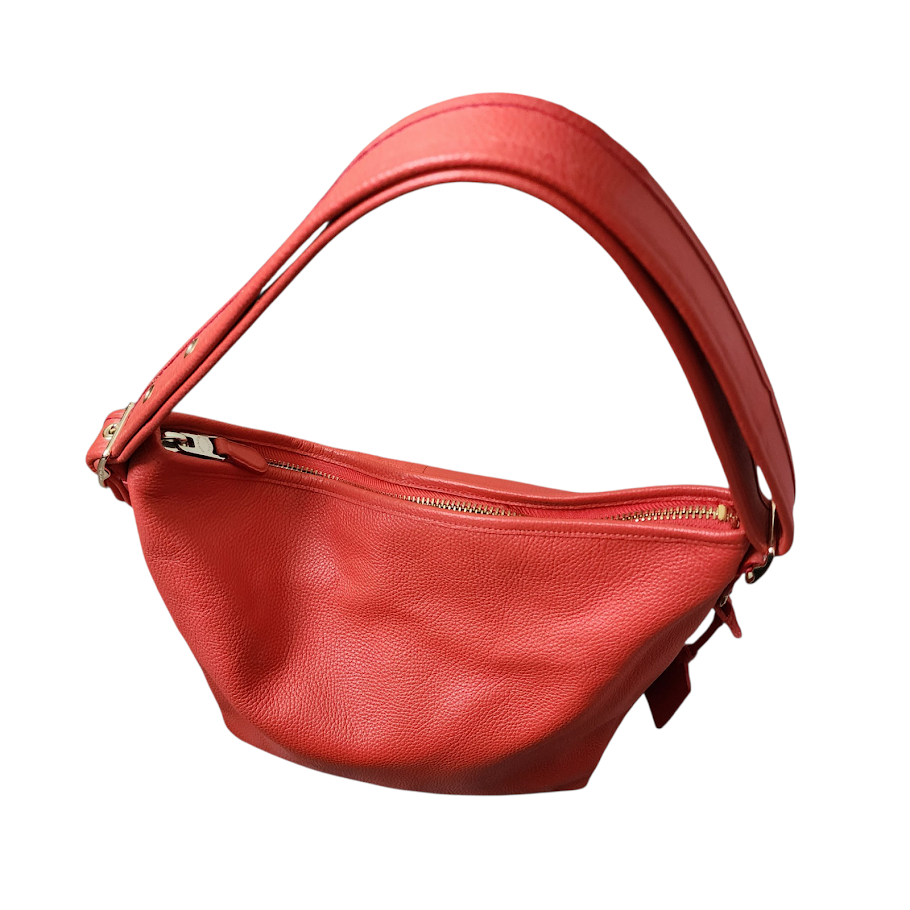 COACH Dufflette Leather Hobo Shoulder Bag Red Slouchy Large Tote
